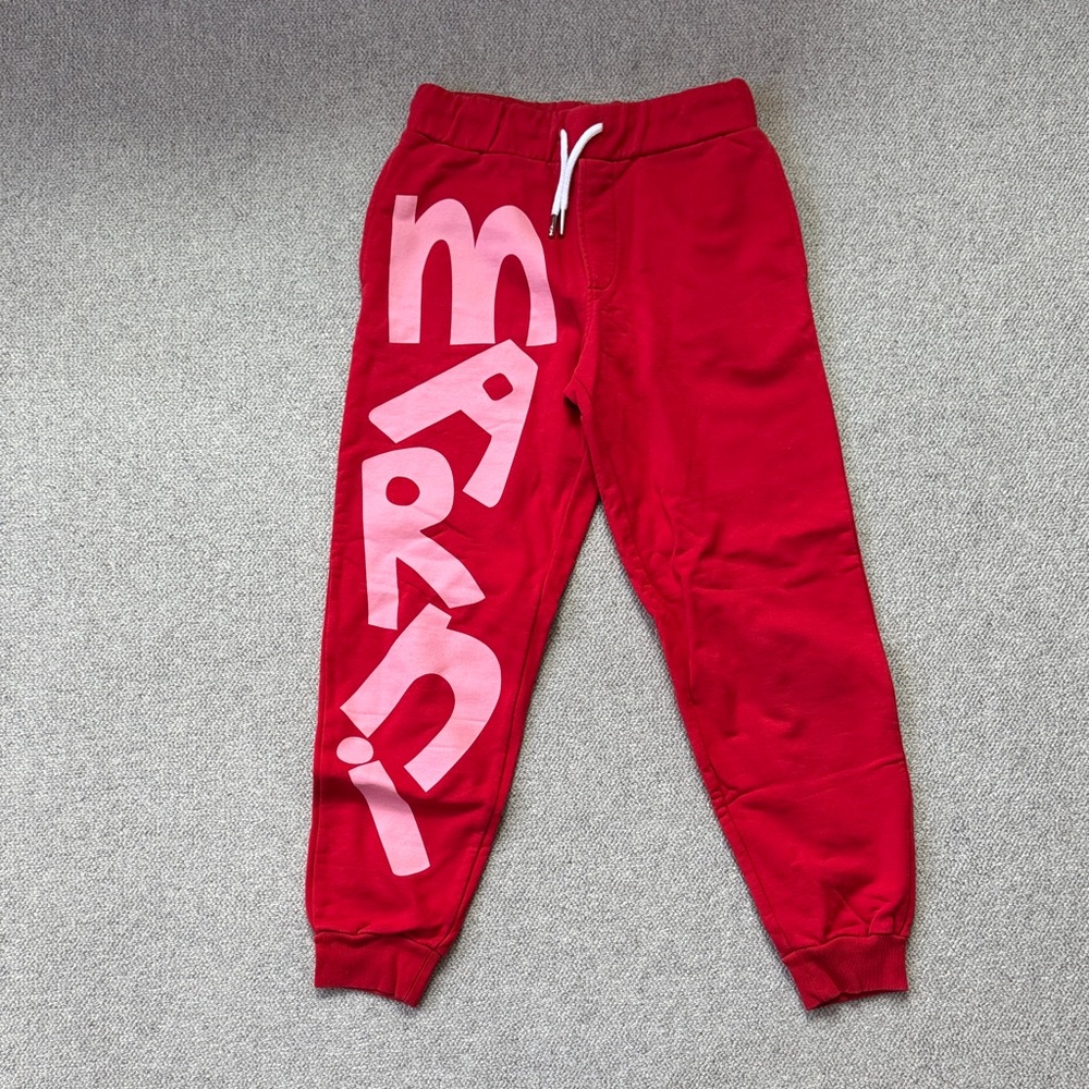 Marni Red Jogger Sweatpants with Pink Graphic